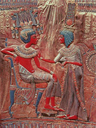 The Back of the Throne of Tutankhamun Depicting the Queen Ankhesenamun Putting the Finishing Touches to the King